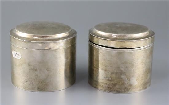 A pair of 19th century Danish silver canisters, by Jens Christian Thorning, Copenhagen, 1853, 17 oz.